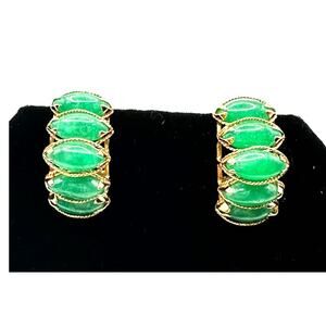 14K Vintage Woman Earrings with Jade 4.39 Gr